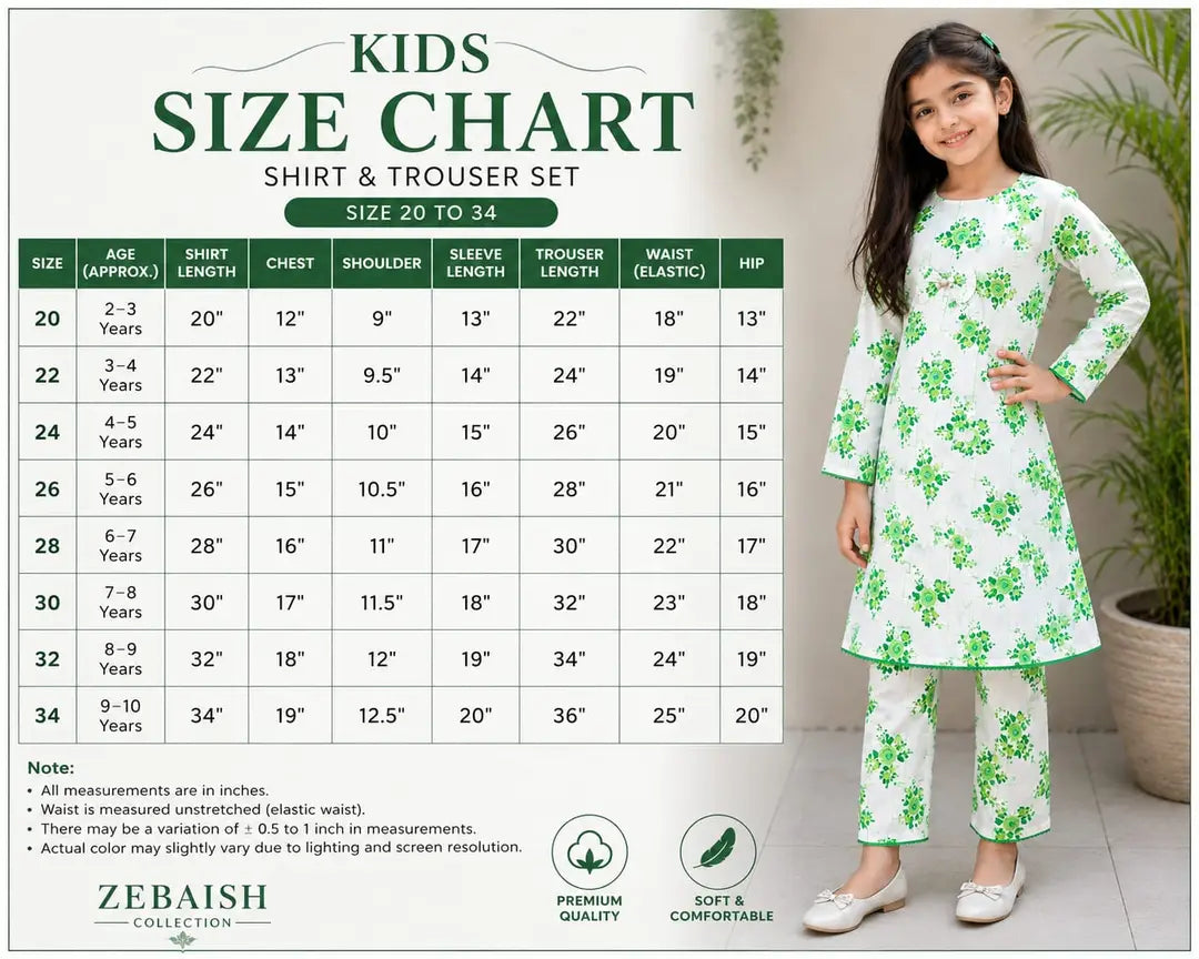 2 Pcs Girl's Stitched Cotton Printed Frock