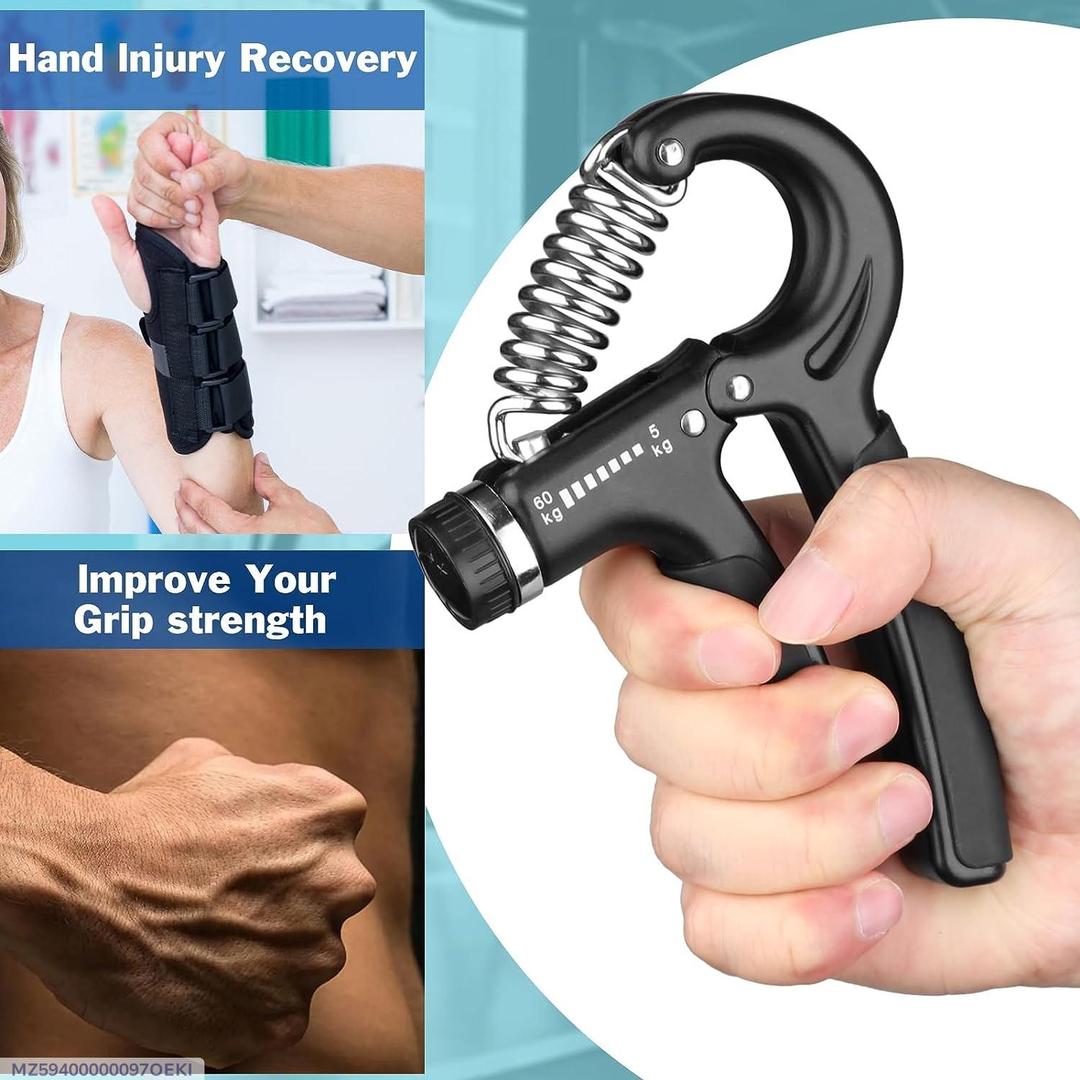 Hand Gripper Adjustable Resistance 5kg-60kg ABS Black