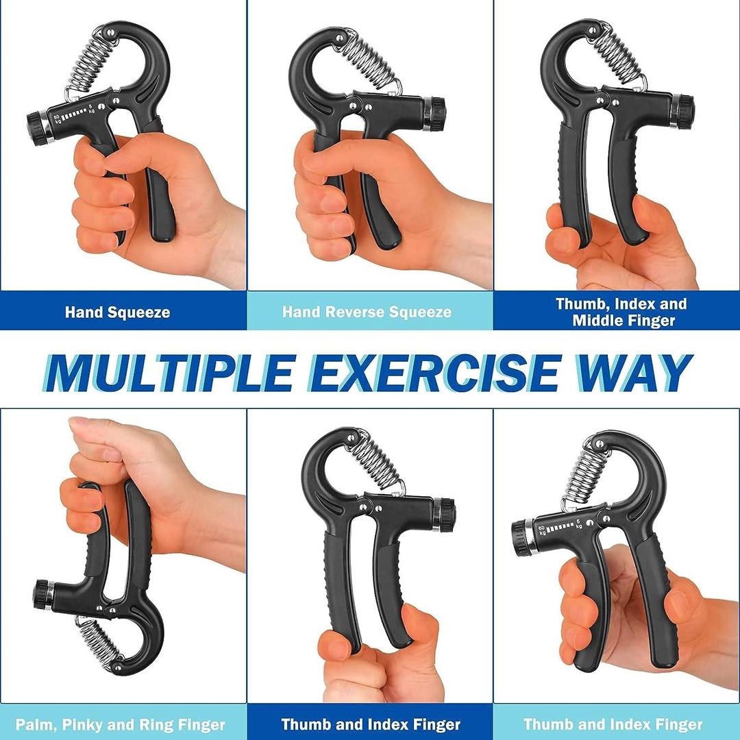 Hand Gripper Adjustable Resistance 5kg-60kg ABS Black